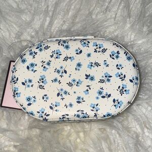 ELLEN TRACY Floral Travel Jewelry Case Ring Organizer Zip Box NEW